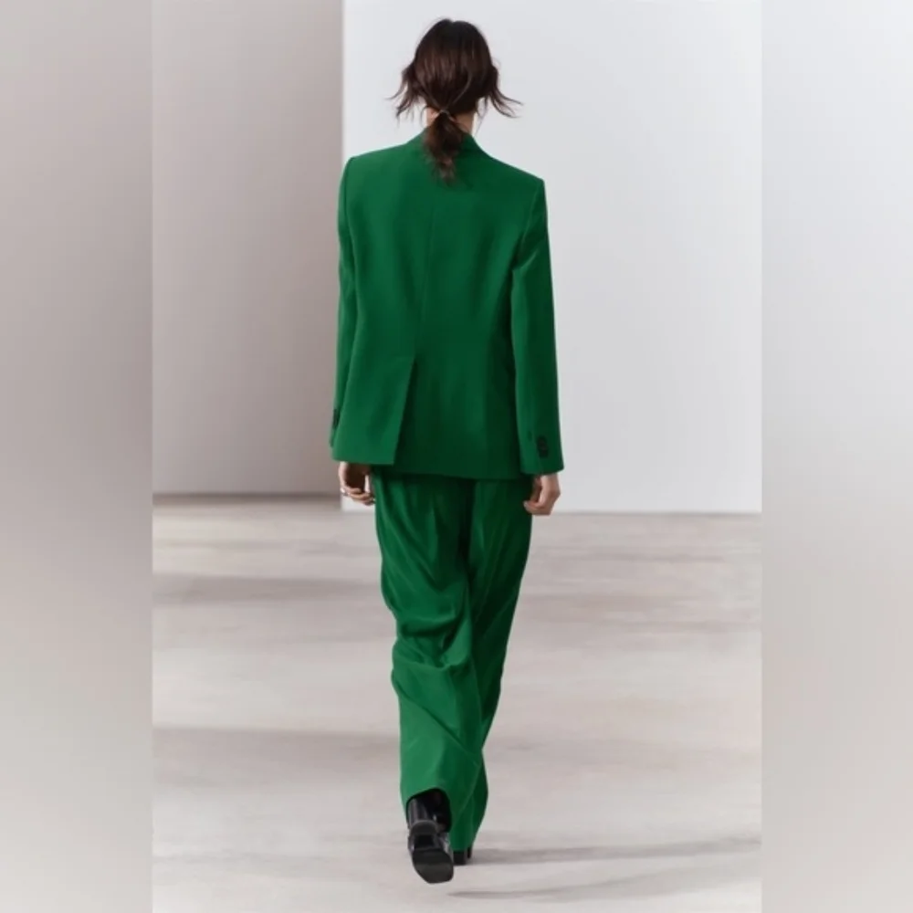 Zara Emerald Green Single-Button Blazer - Picture 4 of 14